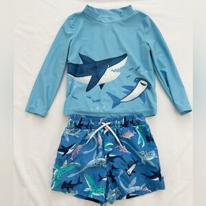 Carter's Blue Shark Swim Rashguard Set